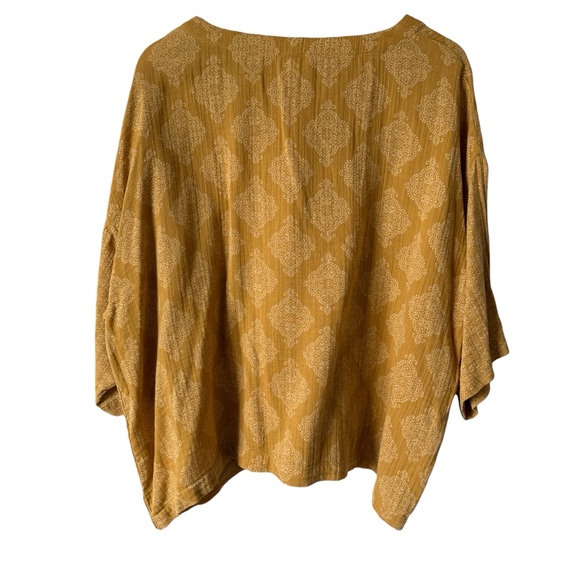 Pure Jill NWOT Mustard Cotton Gauze Top Relaxed Boho Tunic XL - Picture 2 of 9